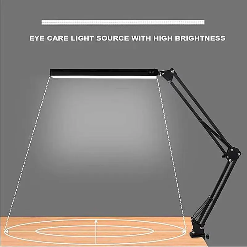LED long arm double head eye protection desk lamp reading study work embroidery lamp nail beauty eyelashes computer fill light