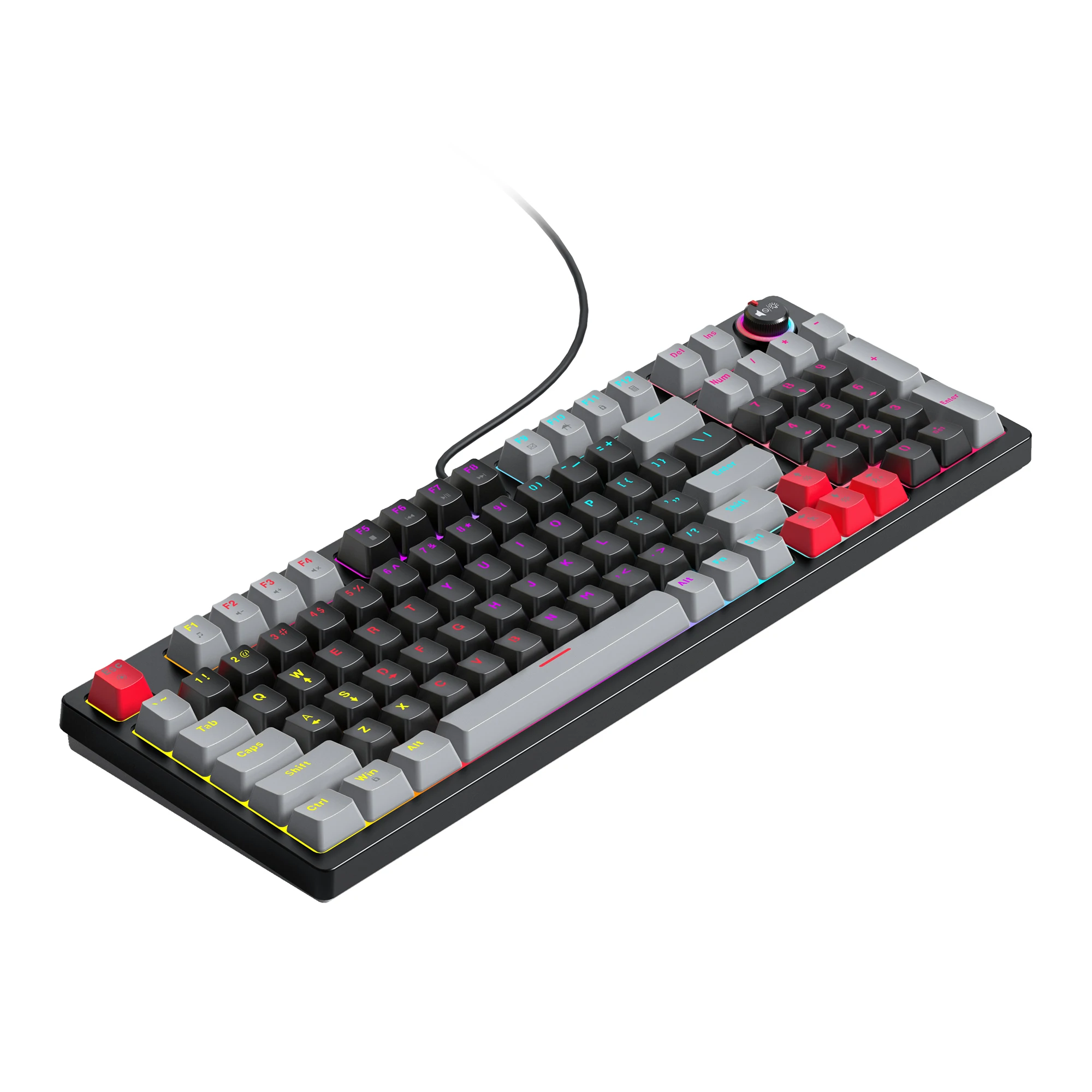 Hot Selling TWOLF T50 Optical Switch Wired RGB Macro Gaming Mechanical Keyboard with 97 keys Knob Module Latency Playing