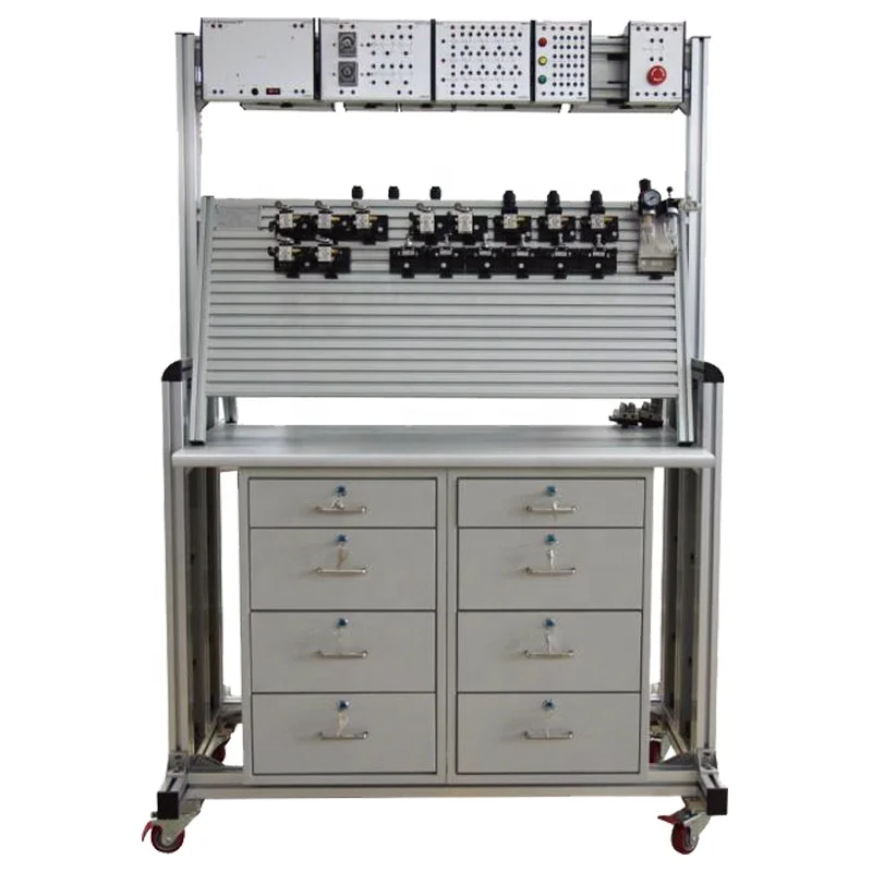 Double-sided PLC controlled pneumatic training system electrical laboratory equipment electro pneumatic trainer pneumatic kits