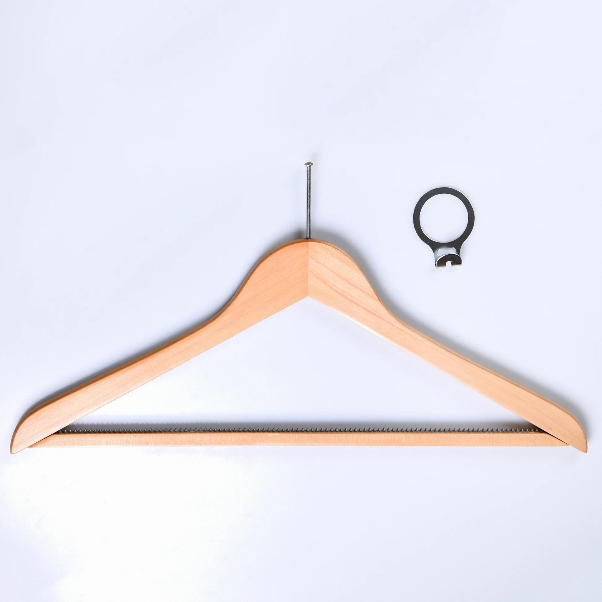 Suit Hanger Anti theft  Natural Maple Wooden Hotel Hangers for Star Hotel