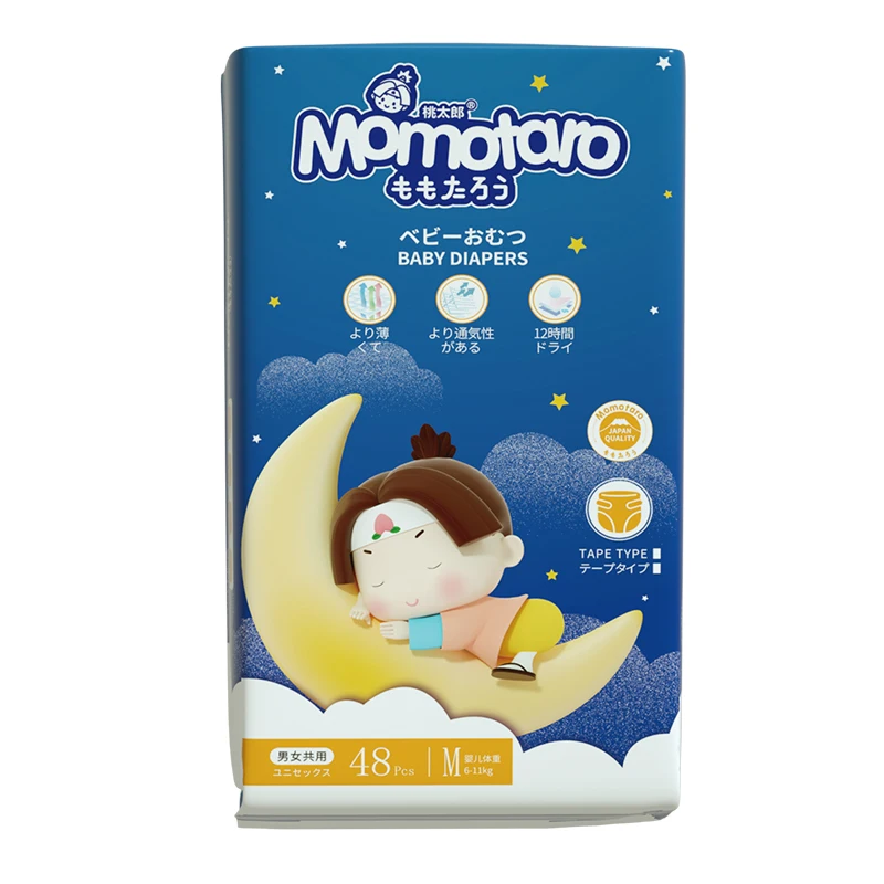 Momotaro, японский премиум-производитель, супер впитывающие китайские одноразовые детские подгузники