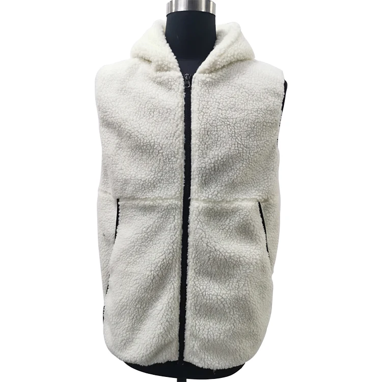 
New-style Sleeveless Winter Mens Sherpa Fashion vest with hood 