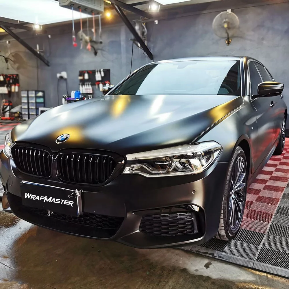 WRAPMASTER 1.52*17m PET Matte Black Vinyl Wrap Products Automotive Interior Vinyl Wrap For Car Wrapping Film