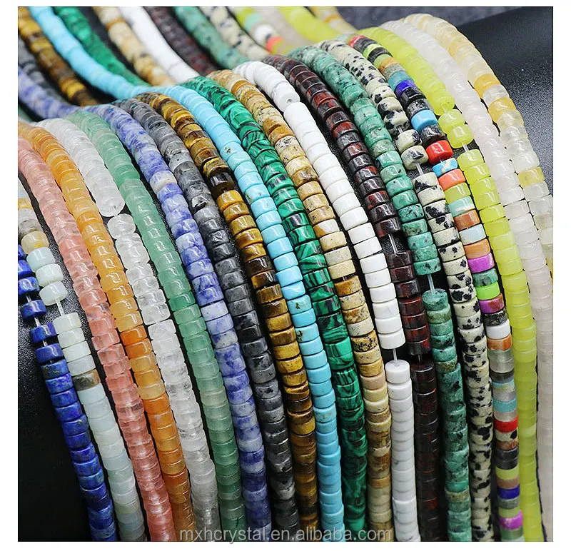 2*4mm Agate Crystal Semi-precious Stone Flat Abacus Disk Beads in Bulk Partition Bead Semi-finished DIY Accessories Wholesale