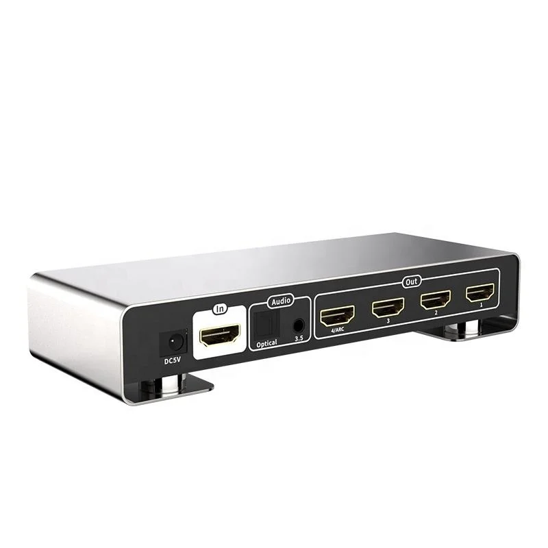 4K@60Hz HDMI 2.0 Splitter 1 In 4 Out with 3.5mm Optical Audio ODM OEM Factory Manufacturers Customization Logo Package