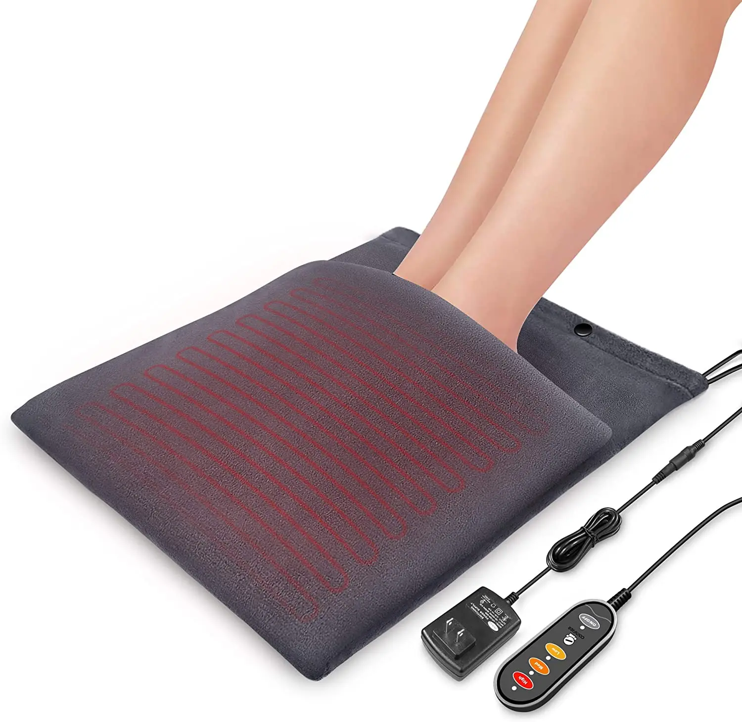 
2-in-1 Foot Warmer and Heating Pad, 12V Safety Voltage Washable Large Size, 60 Minutes Auto Shut Off, Feet Warmer for Women Men 