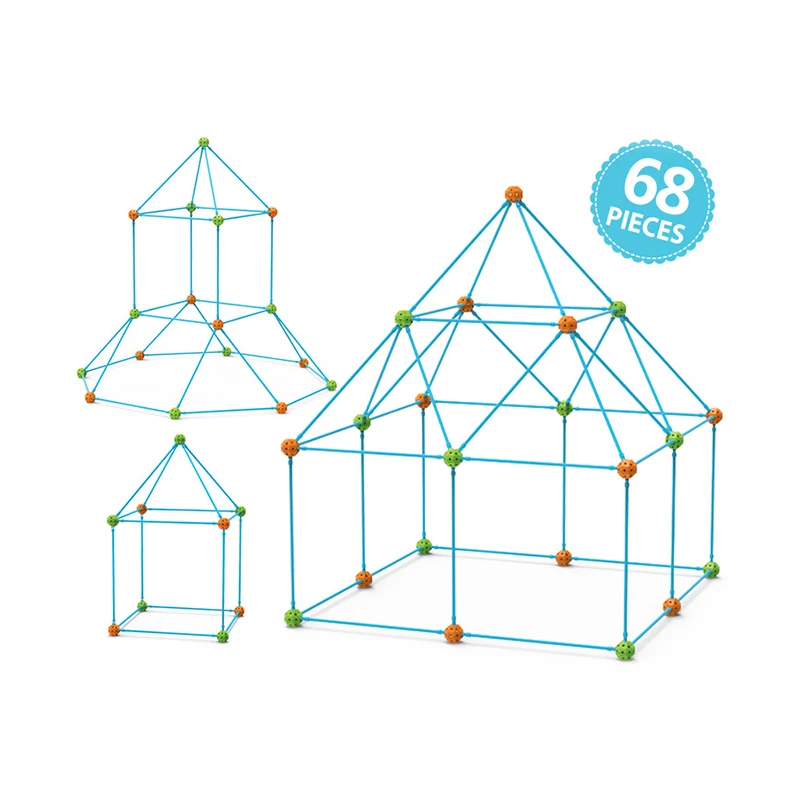 68pcs toy tent house Kids Construction Fort Building Kits Castles Tunnels Tents DIY 3D Play House Building toy tent house play