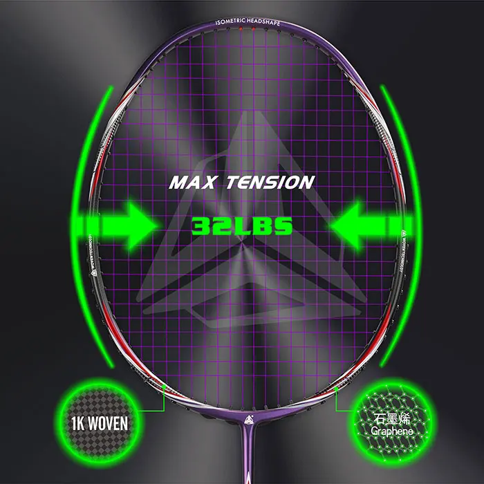 Factory directly new arrived Custom Hot Frame 5U/78g 6.8mm shaft 32LBS Graphite carbon badminton rackets