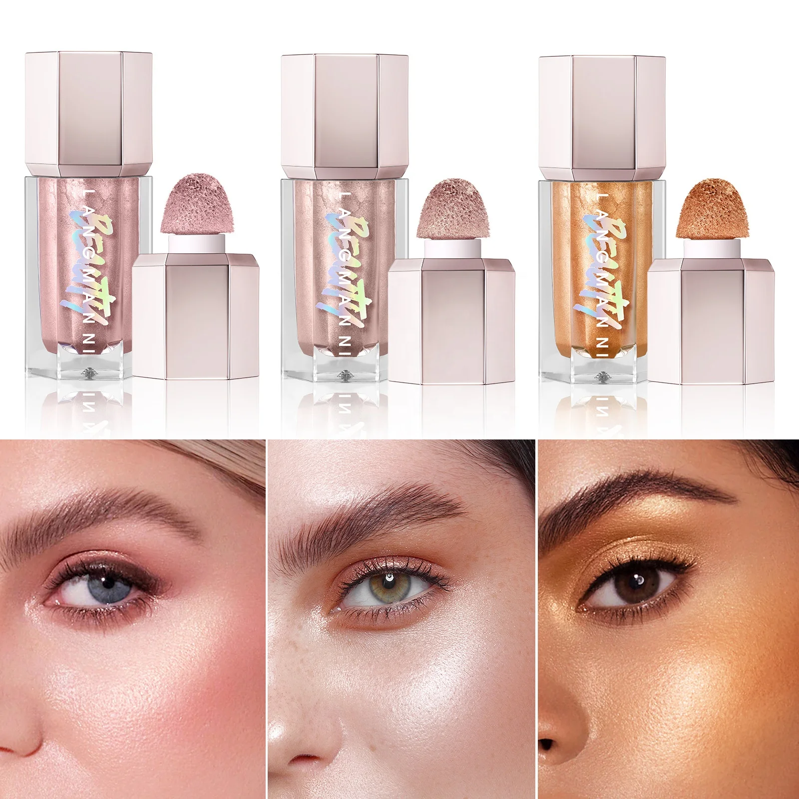 LANGMANNI Monochrome Pearl Light earth color Flashes long lasting sparkly Liquid Highlighter stick for face