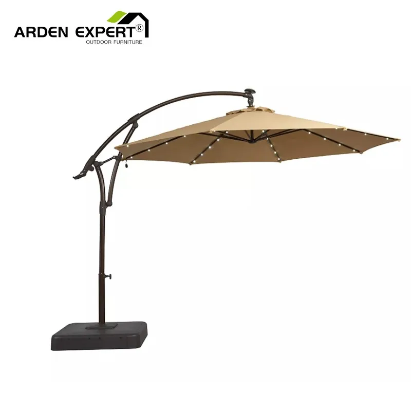Resort Parasol Coastal Sunshade Beach Umbrella Beach Umbrella With Pizza Shape Base Waterproof Umbrella Sun Shade With Wheels