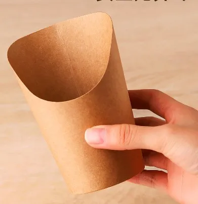 Custom printing PE coated kraft  paper cup diagonal cup / french fries cup