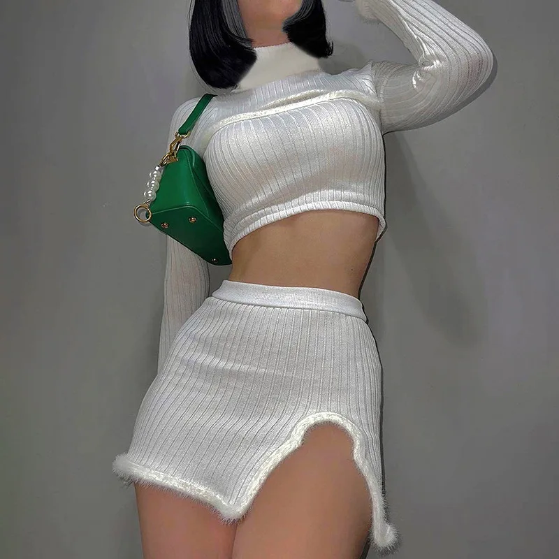 FS10709A Hot Sale Fall Winter Clothes Women 2 Pieces Skirt Sets