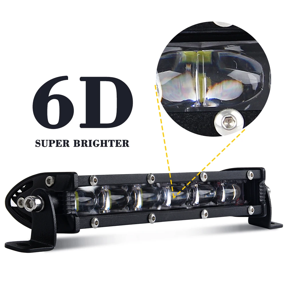 Светодиодная Однорядная тонкая Однорядная панель для автомобиля, лампа DRL Для вездехода, дальнего света, 8 дюймов 14 дюймов 20 дюймов 26 дюймов 32 дюйма 38 дюймов 44 дюйма 50 дюймов 6D