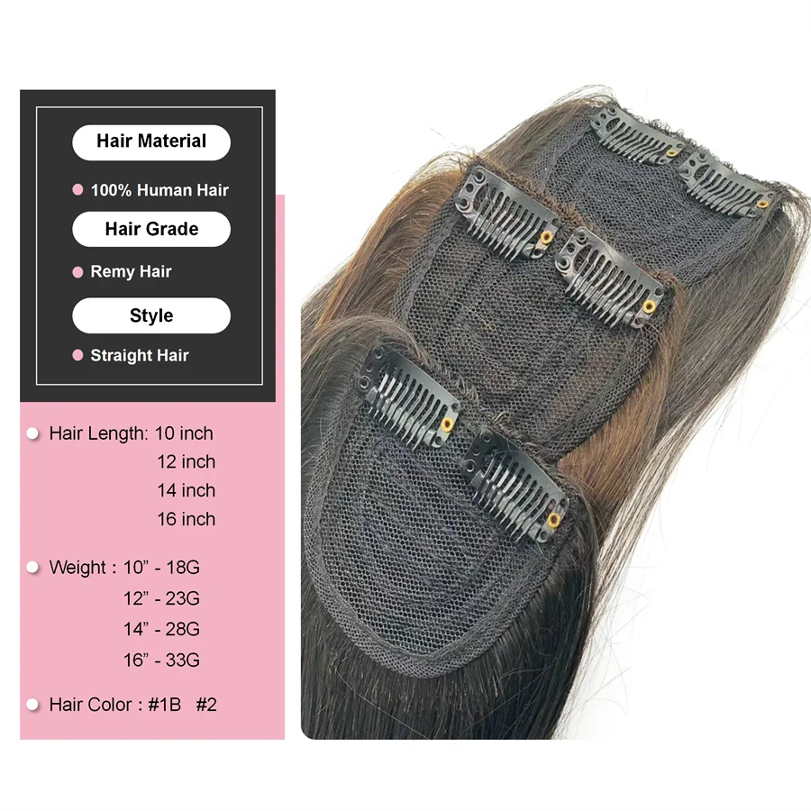 Invisible Clip in Real Hair Extensions for Hairpieces for Thinning Hair Extension Clip Hair Pads