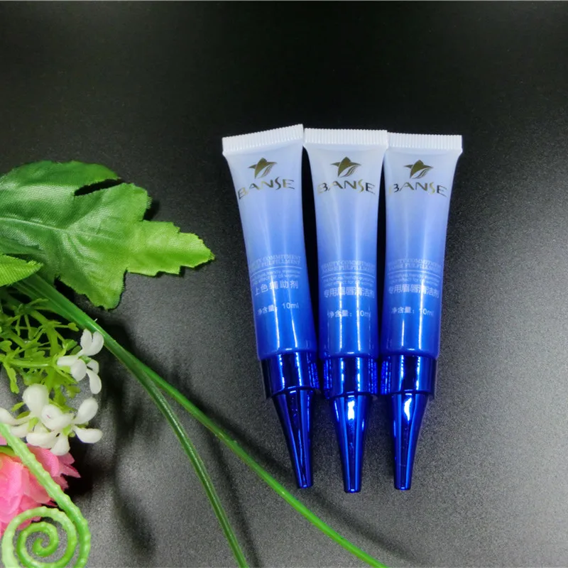 High quality 10ml blue gradient eye cream bb cream pe tube packaging with blue red blue capillary tubes
