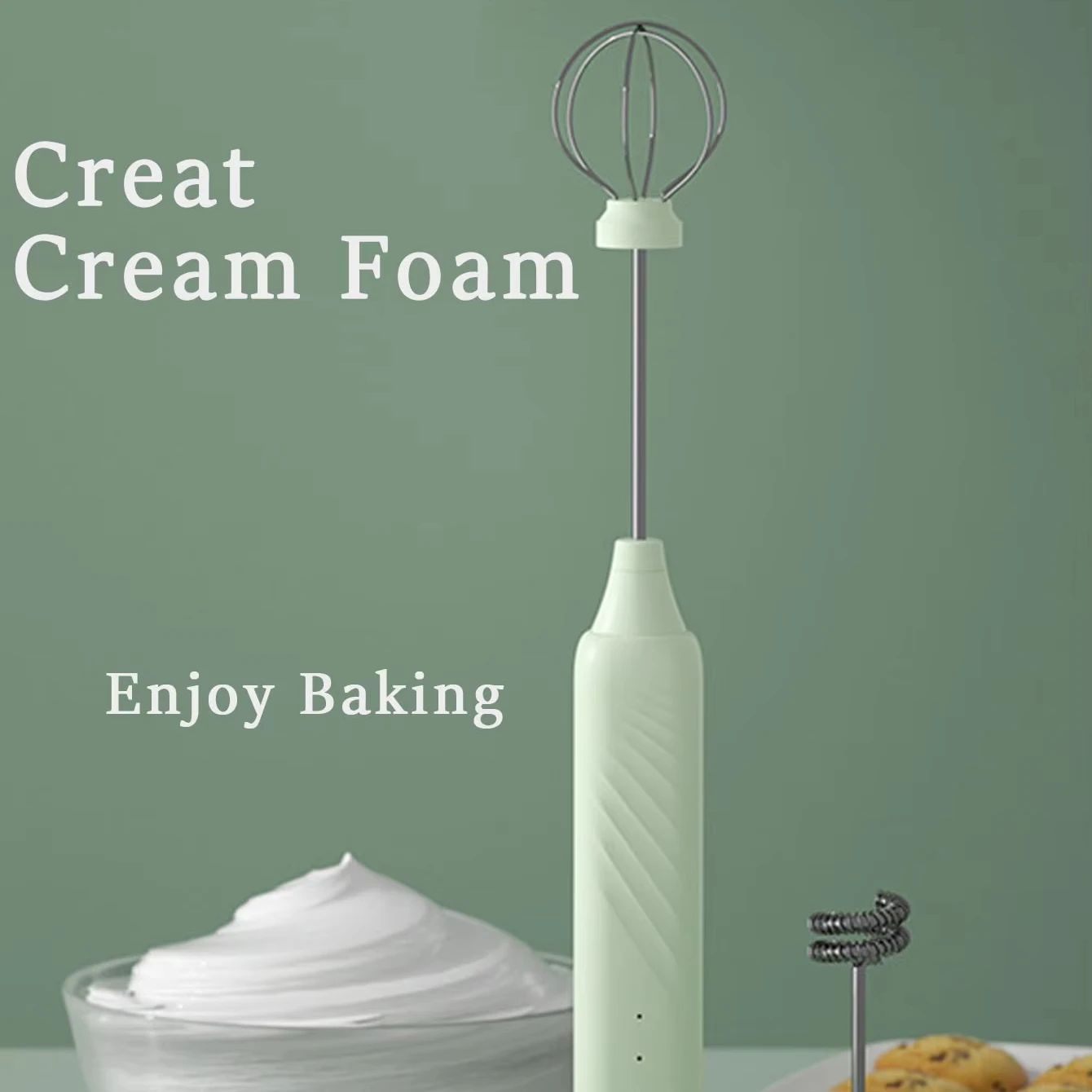 304 stainless steel Powerful Handheld Milk Frother for Coffee electric MINI milk frother USB Charge Battery Operated