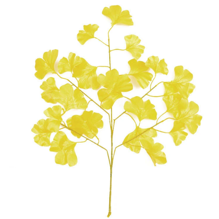 High quality artificial plastic branch ginkgo tree yellow  leaves
