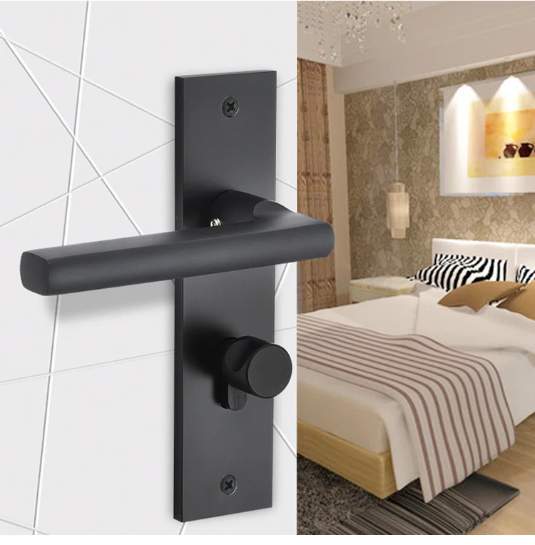 
BL06 35-45mm Door Lock with Keys Modern Black Color Bedroom Door Lock Set 