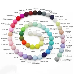 Melikey DIY Silicone Chew Beads Round Soft Silicone Teething Bracelet Making Baby Beads
