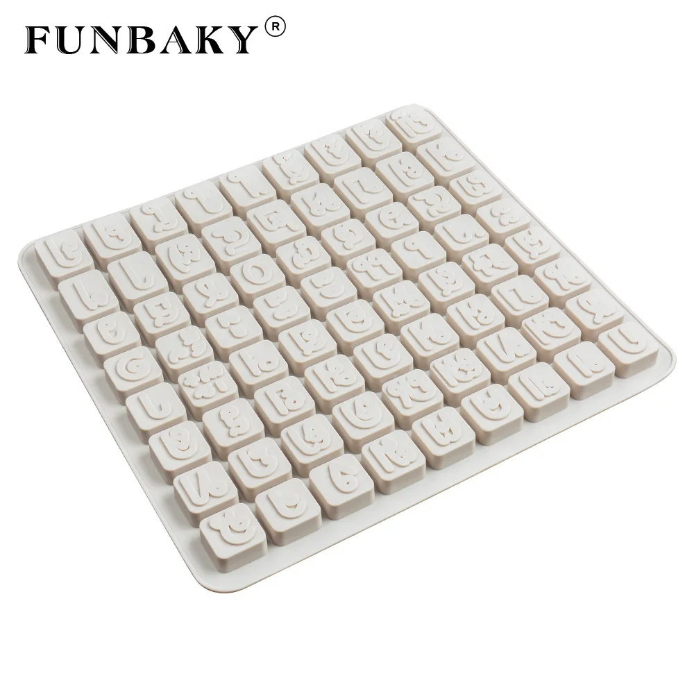 
FUNBAKY JSC3238 Wholesale DIY heat resistant alphabet letter square shape chocolate candy mold silicone ice tray 