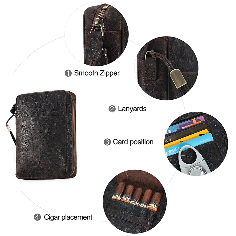 Custom Crazy Horse Leather Cigarette Case Genuine Leather Cigarette Cover With Pouch Lighter Holder for Gifts