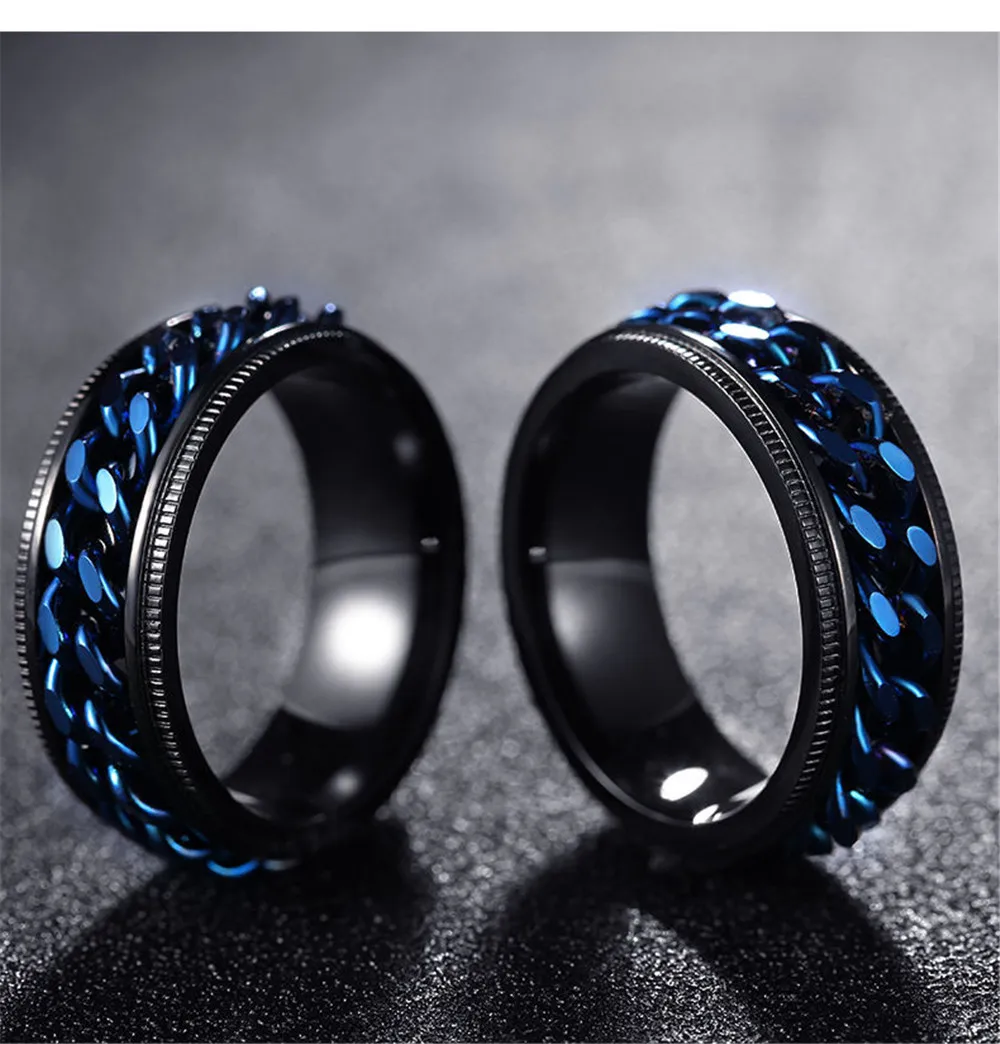 Hip Hop Rings Men Stainless Steel Men Ring Rotate Titanium Ring For Men