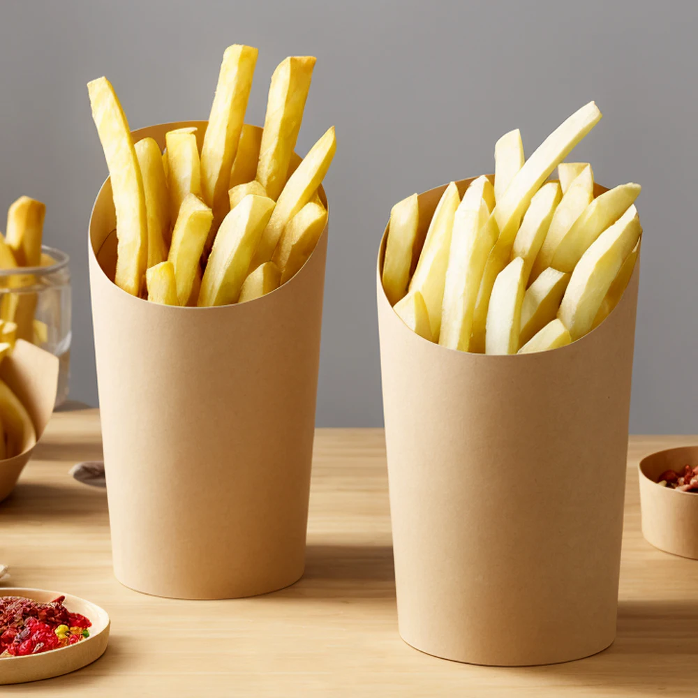 custom printed logo disposable take away packaging french fries holder cardboard ice cream egg waffle paper cup