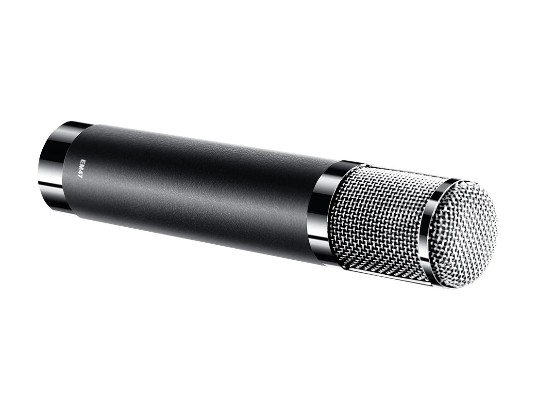 EM47 Large-Diaphragm Tube Condenser Microphone 34mm, 34mm golden capsule, XLR-7 wired 20Hz-20kHz, warm sound-black