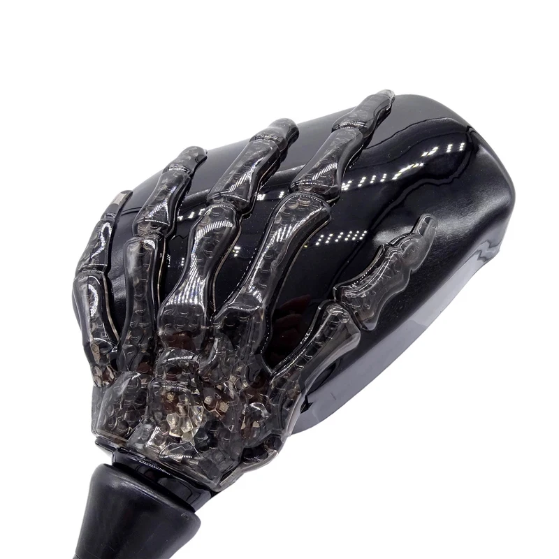 Integrated LED Skeleton Claw Turn Signal Light 8mm 10mm Thread Bolts Motorcycles Rearview Mirrors Interior Accessories