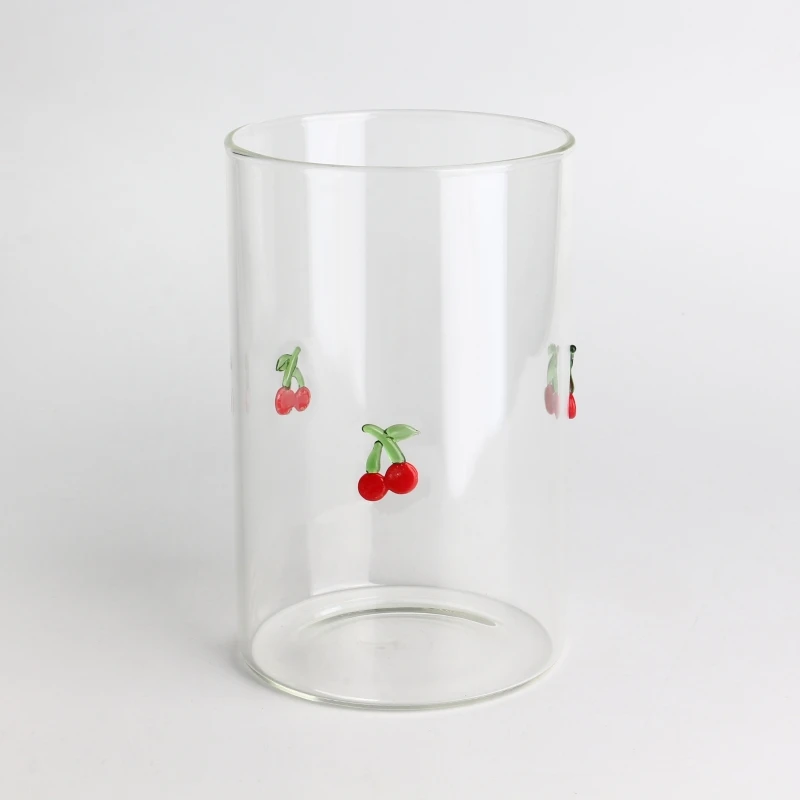 300ml, 400ml, 500ml glass cup with pick borosilicate glass wholesale factory custom