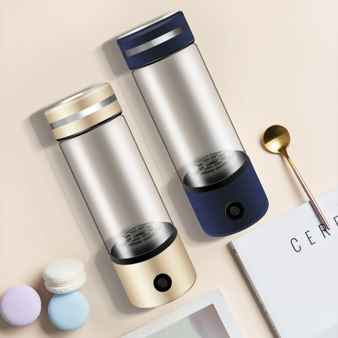 USB Rechargeable 300ml Glass Alkaline Hydrogen Water Bottle Custom Logo Portable Personal Care Appliance