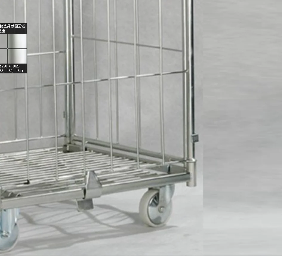 Transport Welded Wire Mesh Rolling Trolley Cart 4 Sides Secu With Low Price