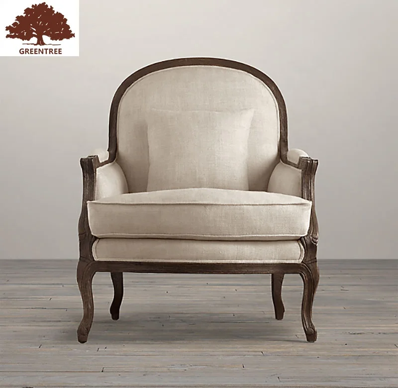 Home Hotel Furniture Leisure Chair French Style Solid Oak Accent Antique Chair