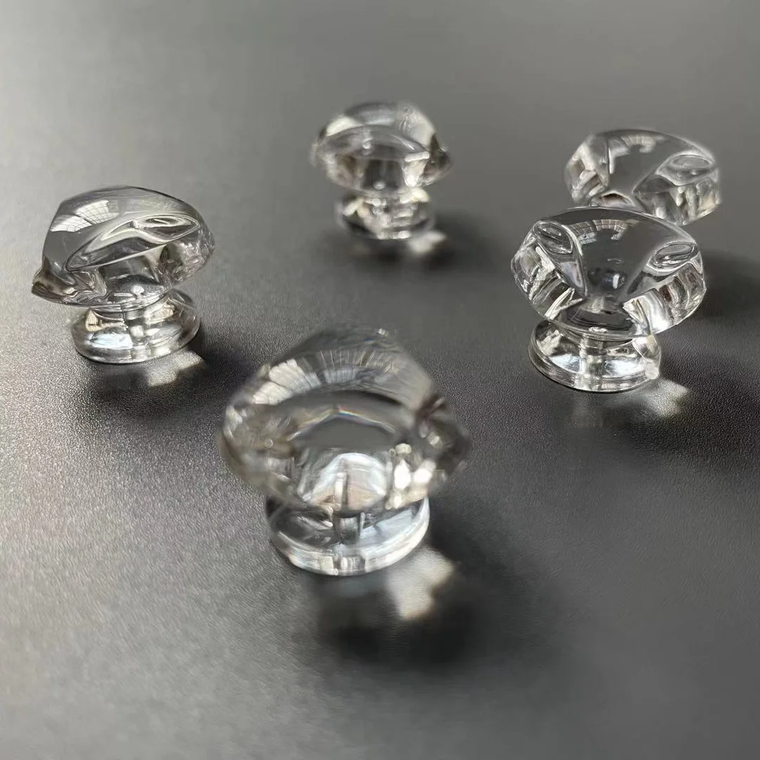 Mini Crystal Door Knobs Decorative Small Jewelry Box Handle Acrylic Drawer Cabinet Clear Pull Handles