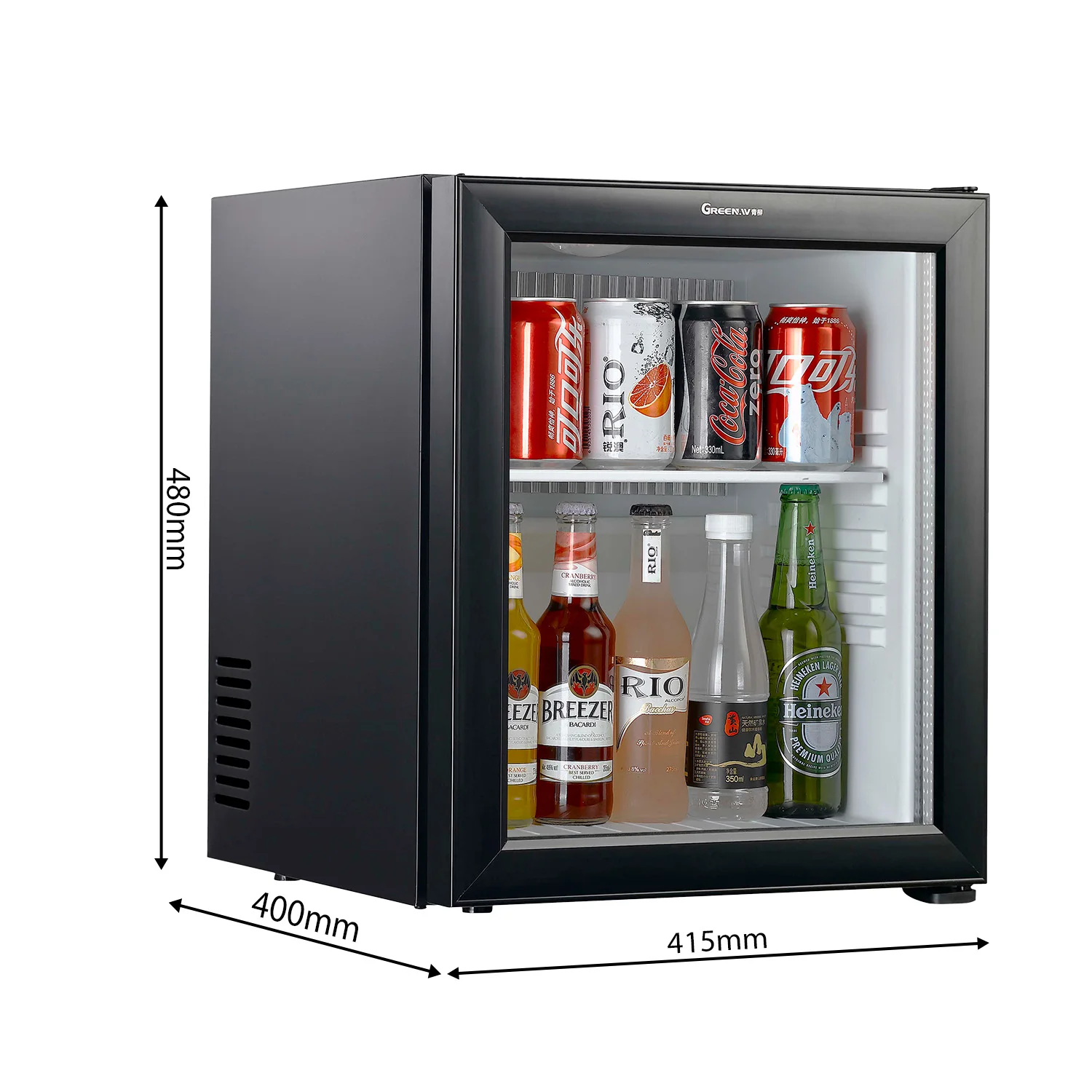 Customized portable standing 25L glass door mini refrigerator for hotel refrigerators