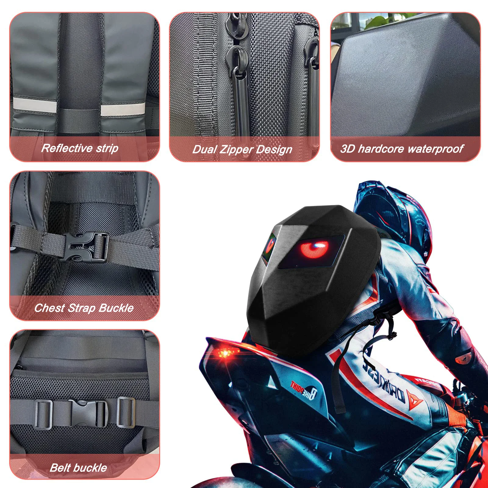 LED Backpack lron Man LED EYES BACK PACK NEW LUXURY BLUE-TOOTH LED BIKER Backpack GIFT FOR TEENS