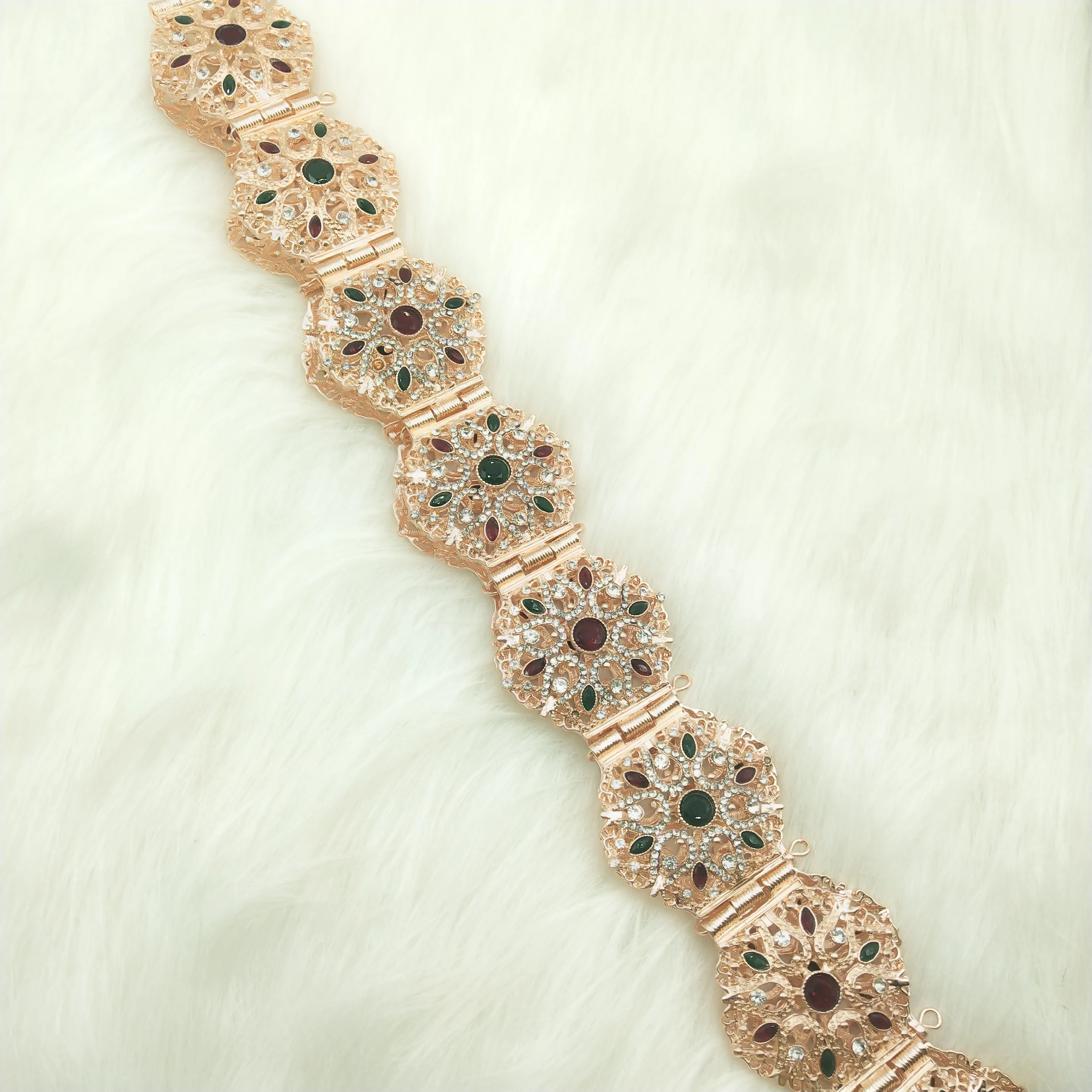 C Beautiful  flower shape hollowed out full rhinestones Algerian Moroccan belt wedding gown clothing accessories