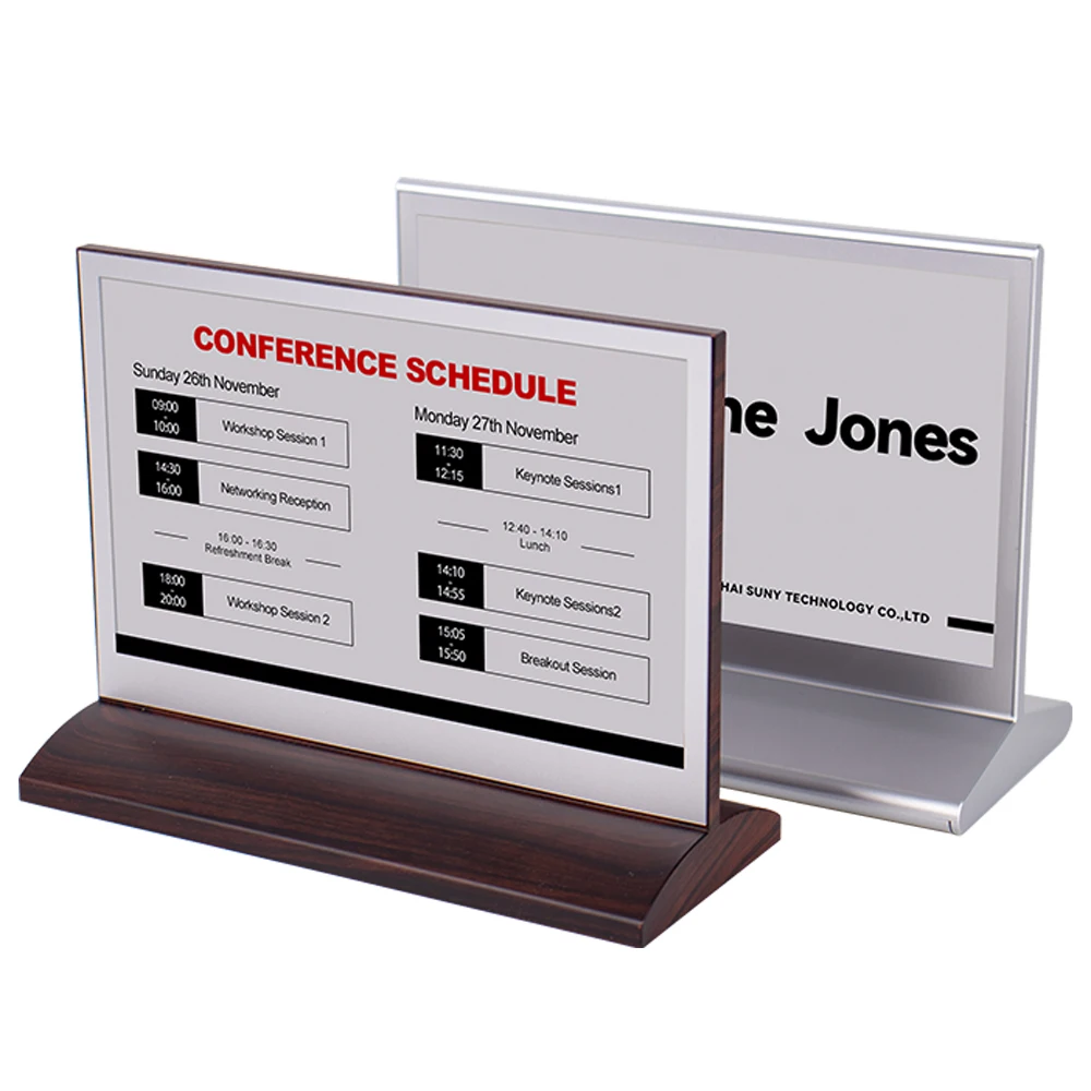 Display Digital Meeting Table Name Signs Stand And Double Side Electronic Table Eink Nameplate For Conference System