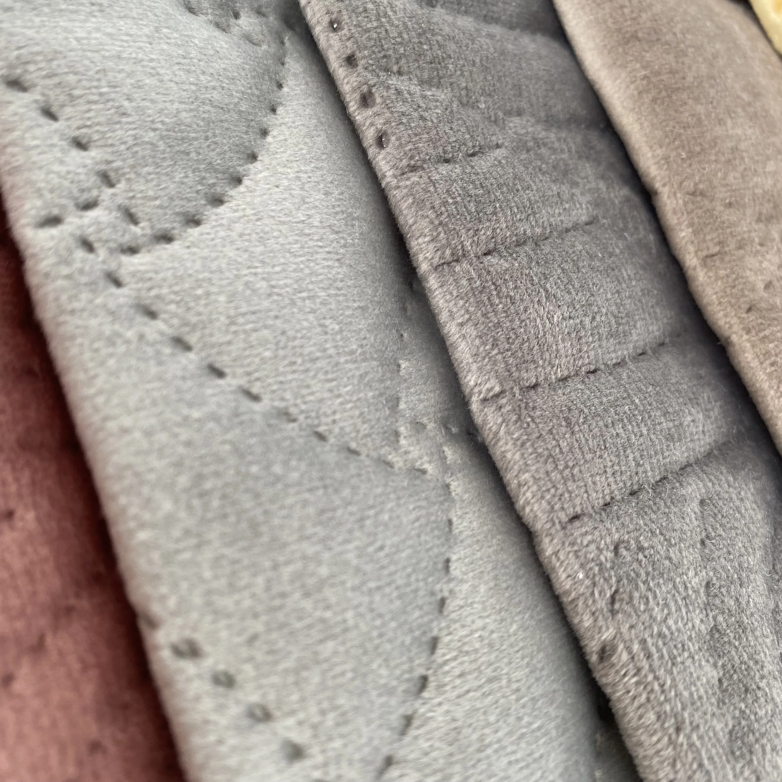 Textile Wholesale Bonded Ultrasonic Polyester Embossed Sofa Cover quilted velvet fabric