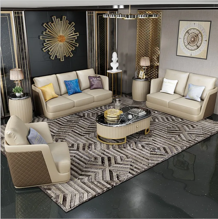 Light Luxury simple style cloth art sofa set combination corner leather sofas