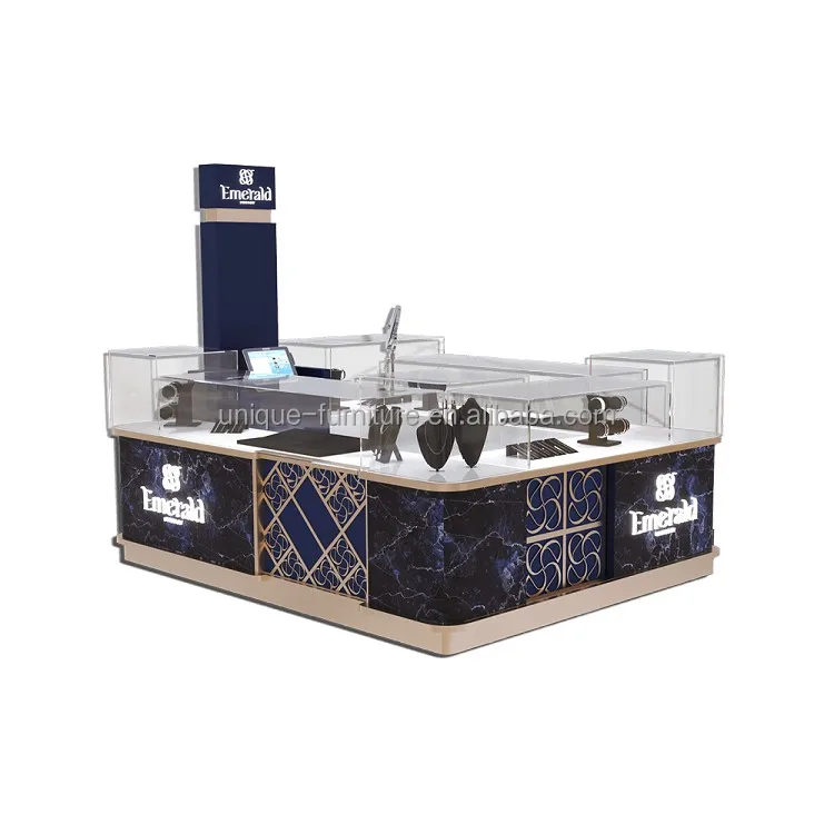 Современный торговый центр ювелирный магазин дизайн киоск украшение на заказ Алмазная витрина для торгового центра Серебряная Ювелирная будка идея продажи