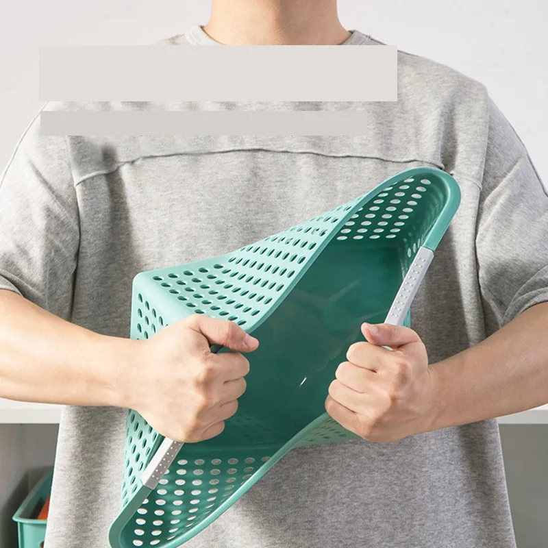 Multifunction High Capacity Organizer Storage Bathroom Ware Cloth Cosmetics Fresh Fruit Vegetable Bins Pp Storage Basket