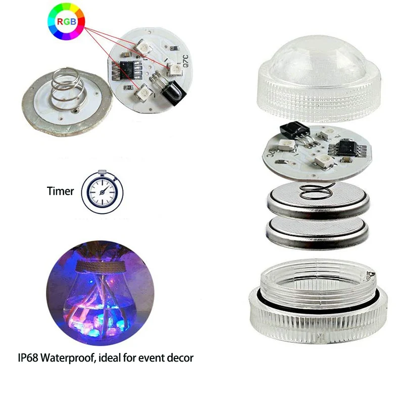 Remote Controlled Submersible led Light Mini Tea Light Waterproof for Vase Event Home Decor