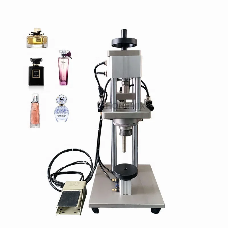 Hone Good Quality Fully Pneumatic Perfume Pump Crimper Semi Automatic Price Perfume Bottle Crimping Machine