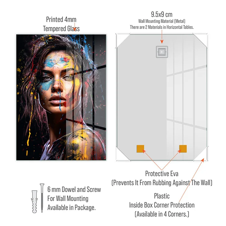 Nordic Home Decor Tempered Glass Wall Art HD Print Life of Tree Stained Wall Decor Hangings Glass Printing