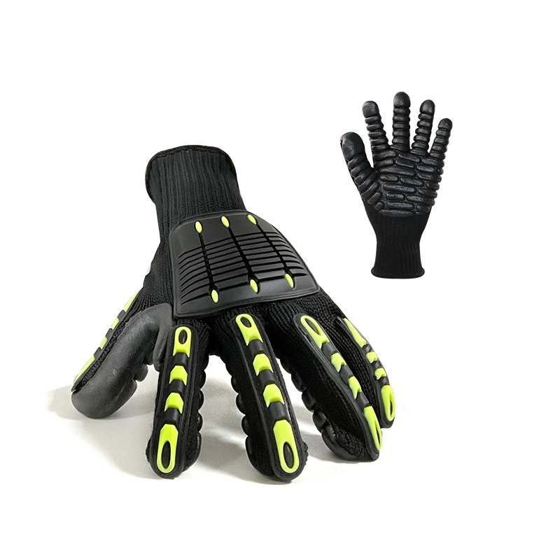Custom Anti-Vibration Work Gloves with TPR & Latex Shock Proof Impact Reducing Safety Gloves with Foam Finish Red