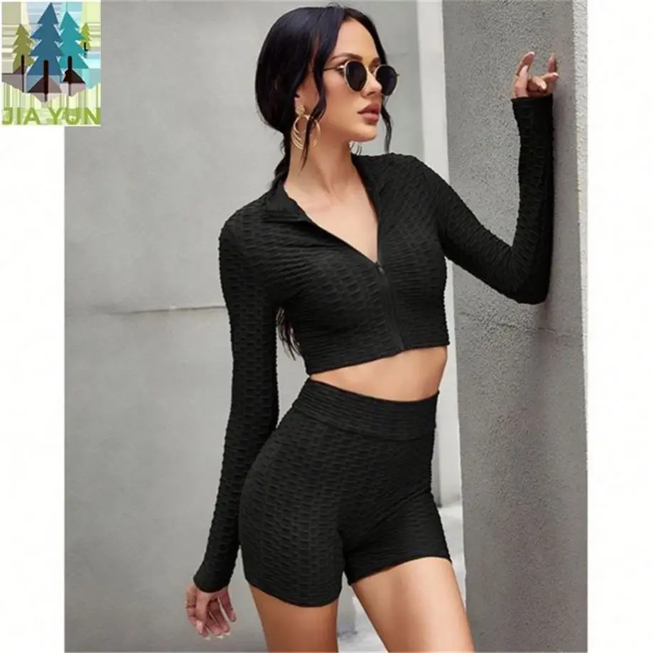 Jacket 4129 Athletic Women crop zipper gym hoodies Ru tight