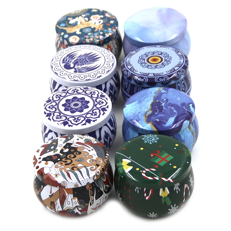 Customized Round Decorative Candle Packaging Tins Empty Candle Tins Containers