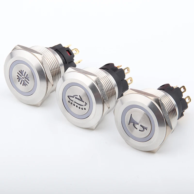 Металлический кнопочный переключатель, водонепроницаемый, 22 мм, иконка на заказ