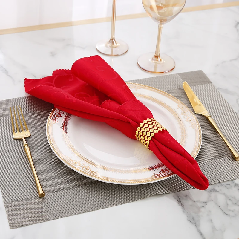Wholesale embossed cotton napkins reusable crochet 50 x 50 cm dinner table napkins for wedding decoration